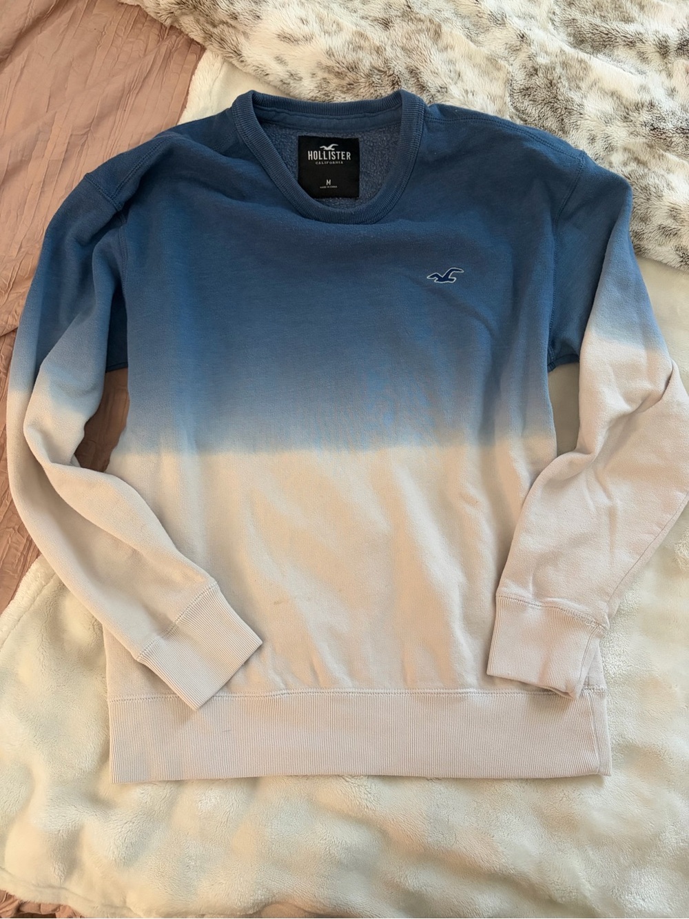 Hollister Men's Ombre Crewneck Sweater - Blue to Cream